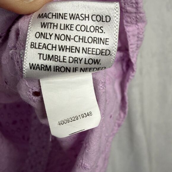Croft & Barrow Eyelet 3/4 Roll-up Sleeve Button Up Blouse Lilac Purple Size 3x - Picture 11 of 16